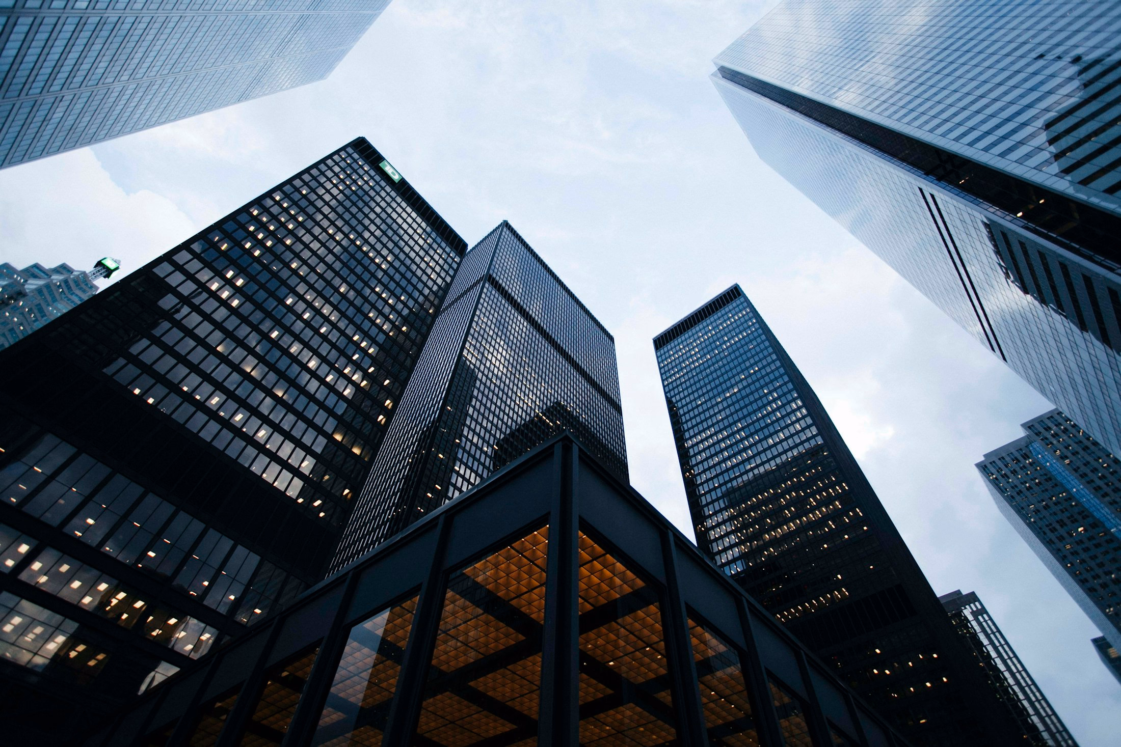 A strong modern business district building